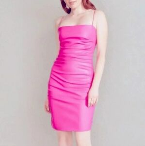 Steve Madden small sexy hot pink Barbie faux leather mini dress Shanelle